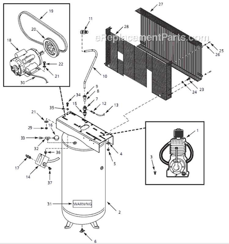 Page A Diagram and Parts List for EX840301 2006 Campbell Hausfeld Compressor
